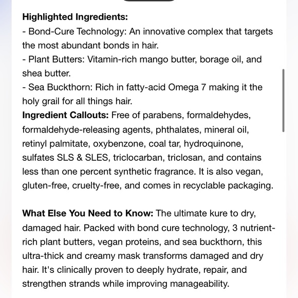 5/$25 🎆 NEW amika The Kure Intense Bond Repair Hair Mask 1.0 oz - Picture 8 of 8